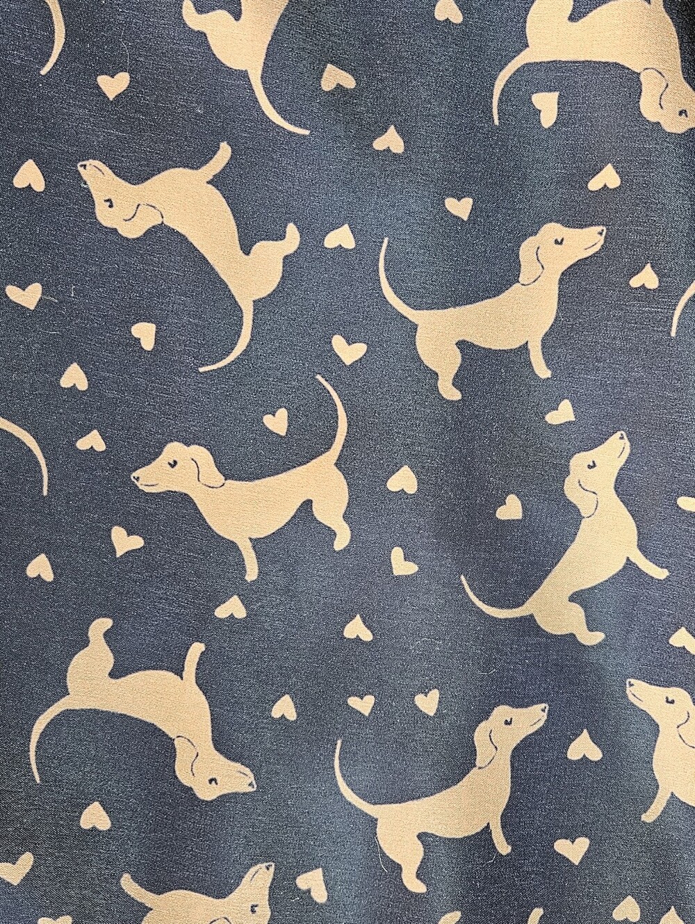 ModCloth XS A-line skater skirt a playful Dachshund puppy dog pattern. Deep navy